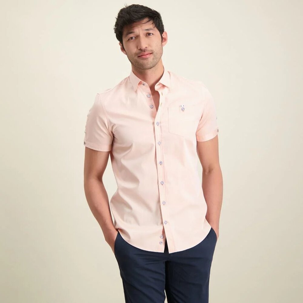 R2 Amsterdam Light Orange 2 PLY Short Sleeve Button Down Shirt